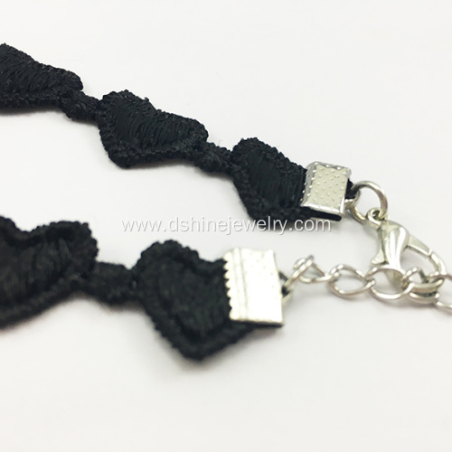 Black Charm Choker Heart-Shaped Lace Necklace For Lady